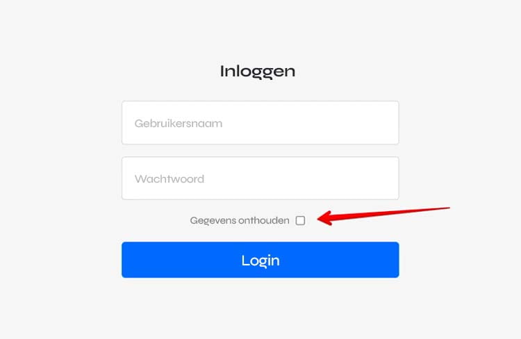 Gegevens opslaan bij het inloggen